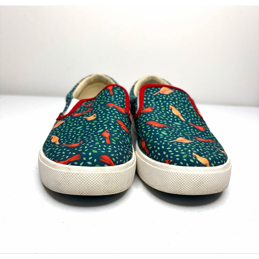 Bucketfeet Cardinal Bird Print Slip-On Canvas Sneakers Women's Sz 9 Art to Wear - Picture 2 of 11